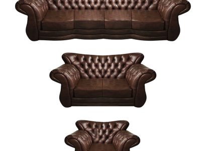 Wohnzimmer Chesterfield Sofa Set 3tlg 4+2+1 Leder Luxus Couch Sessel